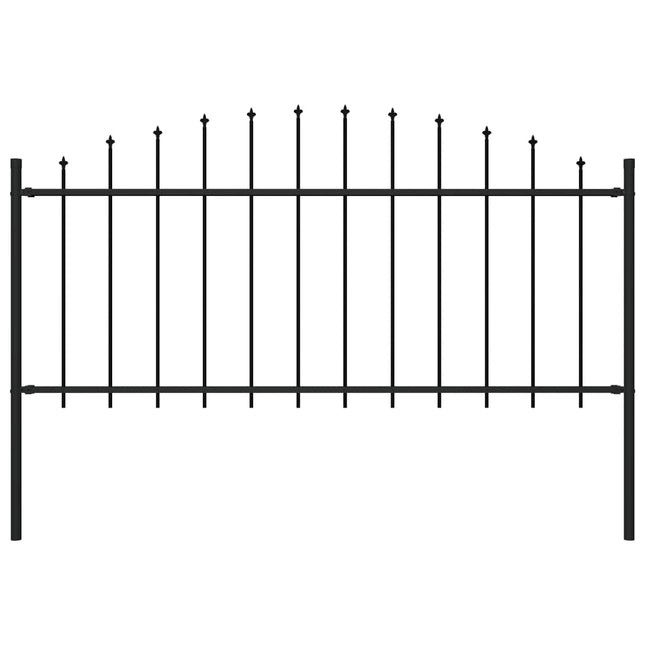 Tuinhek Met Speren Bovenkant (0,5-0,75)X,7 M Staal Zwart 50-75 cm 1.7 m