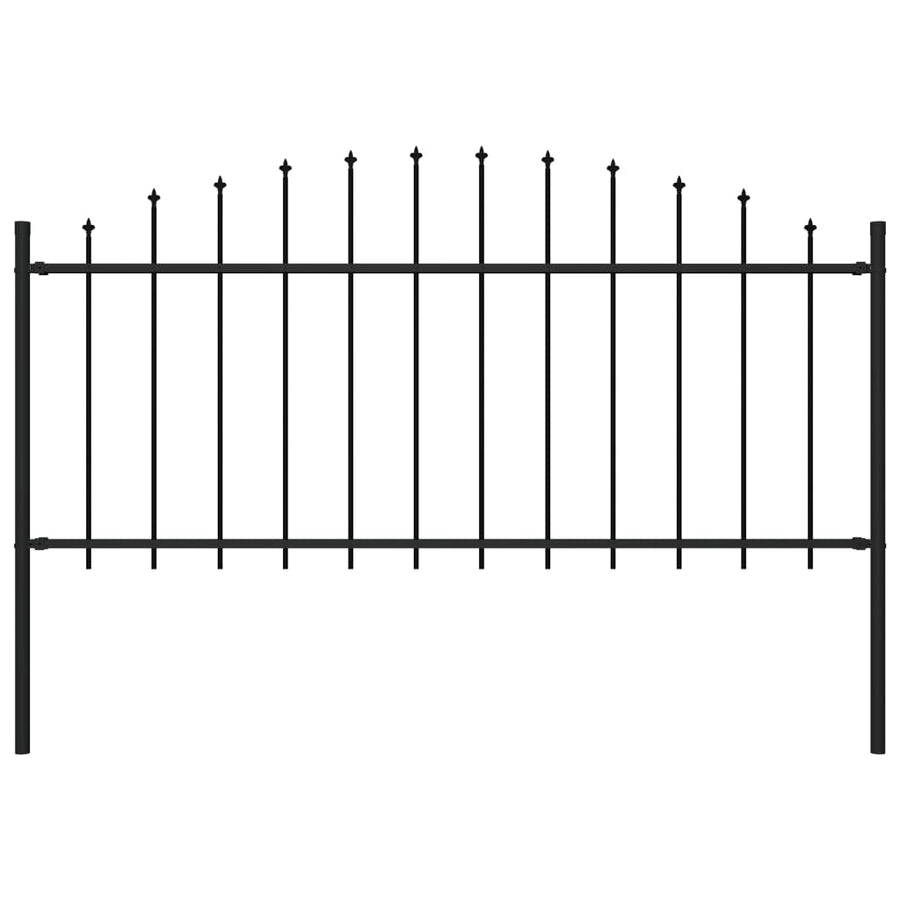 Tuinhek Met Speren Bovenkant (0,5-0,75)X,7 M Staal Zwart 50-75 cm 1.7 m