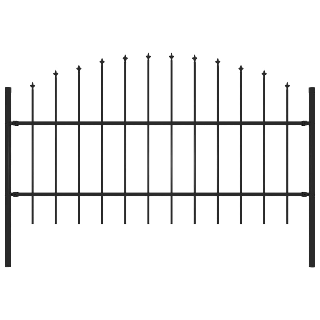 Tuinhek met speren bovenkant (0,75-1)x1,7 m staal zwart 75-100 cm 1.7 m