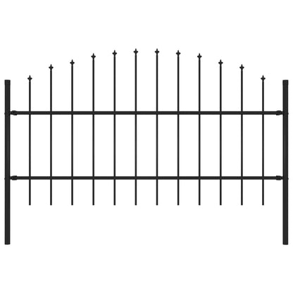 Tuinhek met speren bovenkant (0,75-1)x1,7 m staal zwart 75-100 cm 1.7 m
