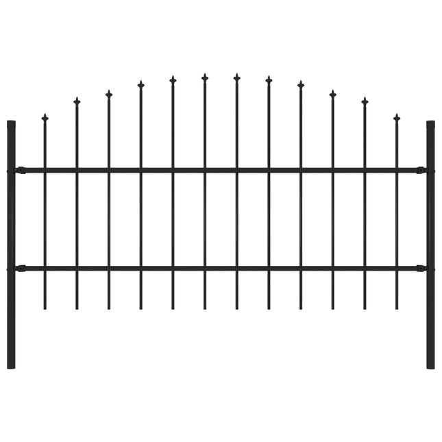 Tuinhek met speren bovenkant (0,75-1)x1,7 m staal zwart 75-100 cm 1.7 m