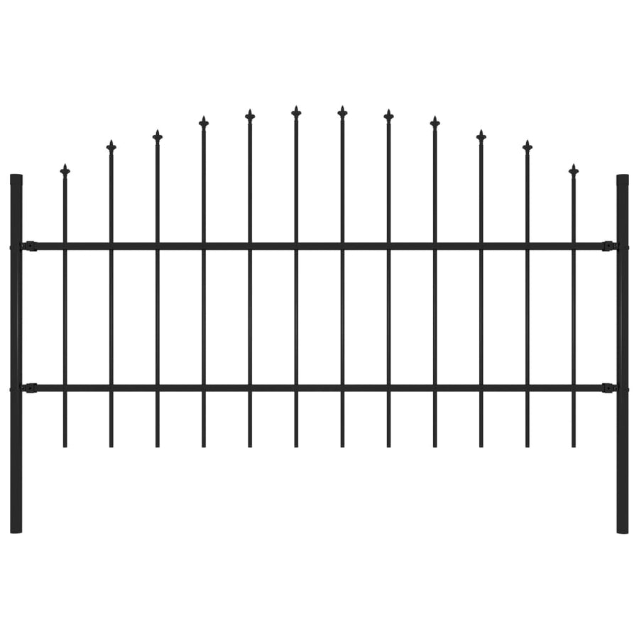 Tuinhek met speren bovenkant (0,75-1)x1,7 m staal zwart 75-100 cm 1.7 m