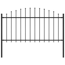 Tuinhek met speren bovenkant (1,25-1,5)x1,7 m staal zwart 125-150 cm 1.7 m