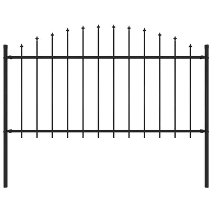 Tuinhek met speren bovenkant (1,25-1,5)x1,7 m staal zwart 125-150 cm 1.7 m