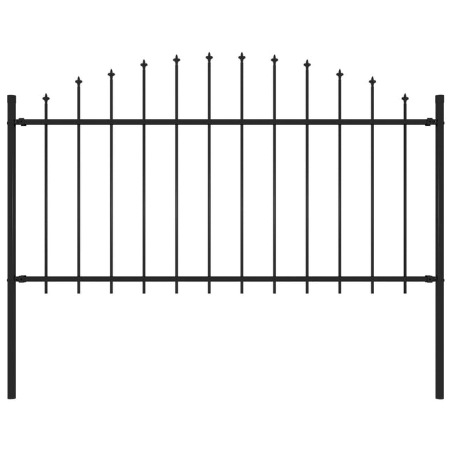 Tuinhek met speren bovenkant (1,25-1,5)x1,7 m staal zwart 125-150 cm 1.7 m