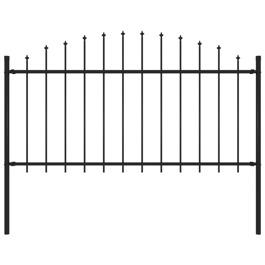 Tuinhek met speren bovenkant (1,25-1,5)x1,7 m staal zwart 125-150 cm 1.7 m