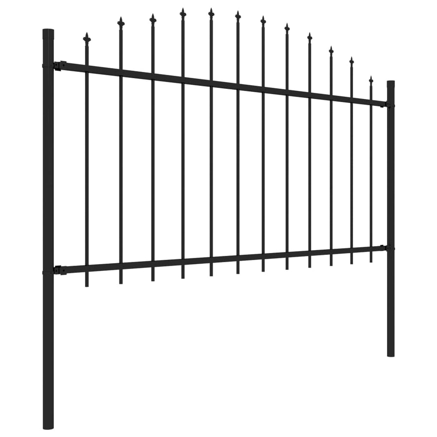 Tuinhek met speren bovenkant (1,25-1,5)x1,7 m staal zwart 125-150 cm 1.7 m