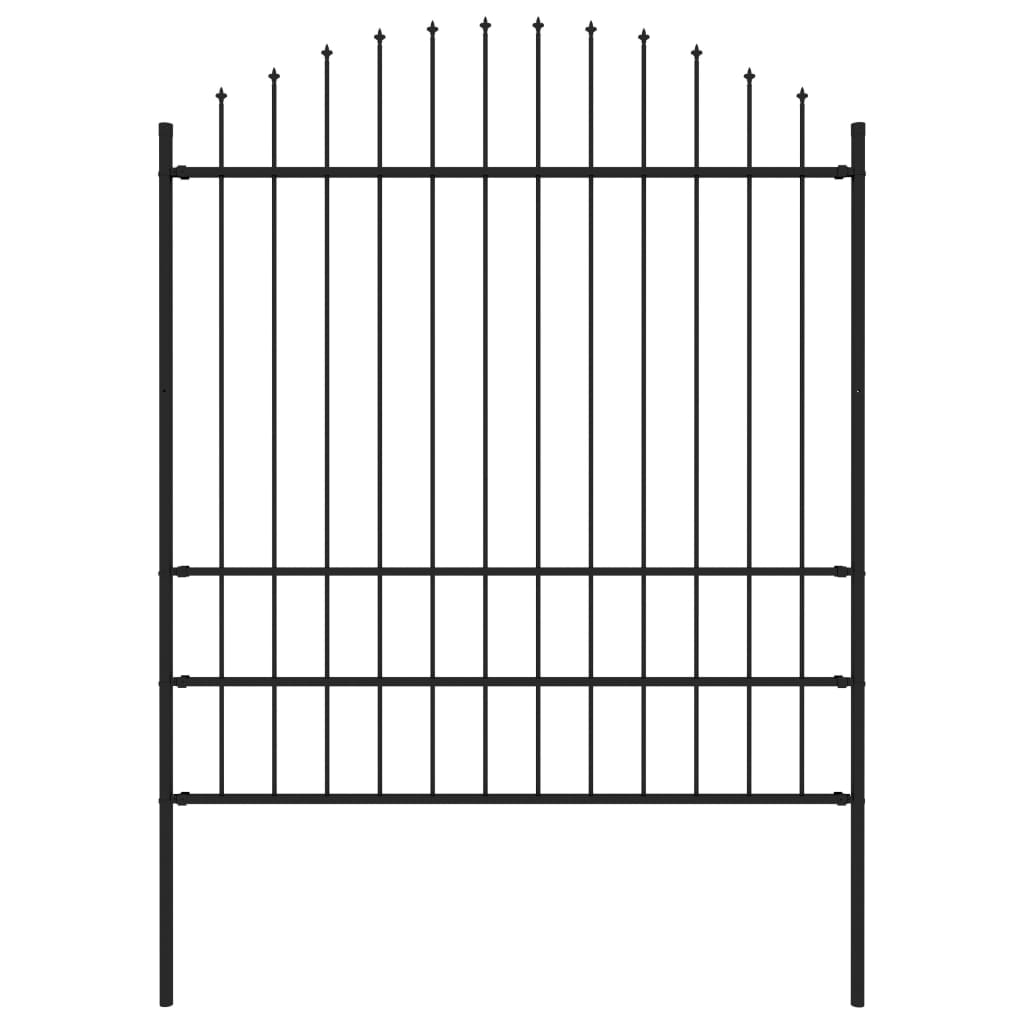 Tuinhek met speren bovenkant (1,75-2)x1,7 m staal zwart 175-200 cm 1.7 m