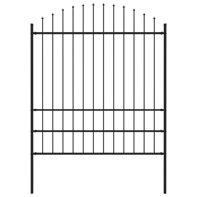 Tuinhek met speren bovenkant (1,75-2)x1,7 m staal zwart 175-200 cm 1.7 m