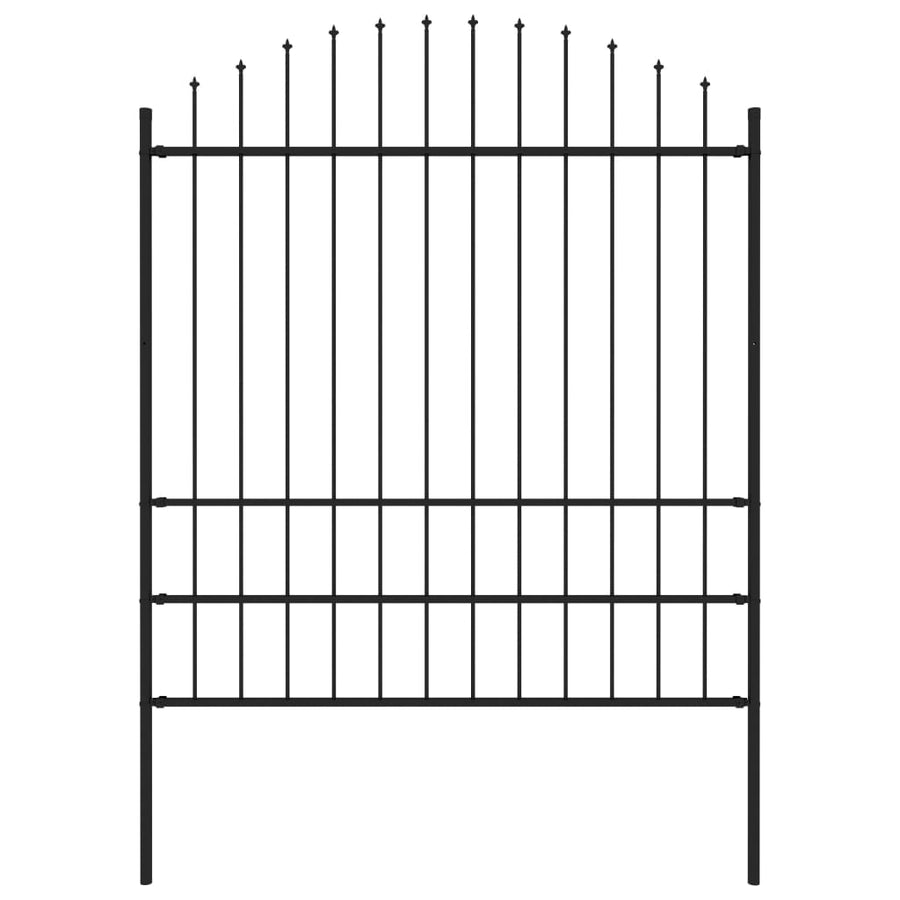 Tuinhek met speren bovenkant (1,75-2)x1,7 m staal zwart 175-200 cm 1.7 m