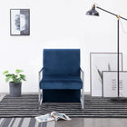 Fauteuil Met Chromen Poten Fluweel Blauw