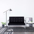 Two-seater sofa with chrome armrests and black velvet