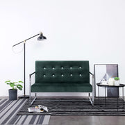 Tweezitsbank 114x78x81 cm fluweel donkergroen chroom