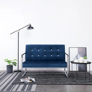 Tweezitsbank 114x78x81 cm fluweel blauw chroom