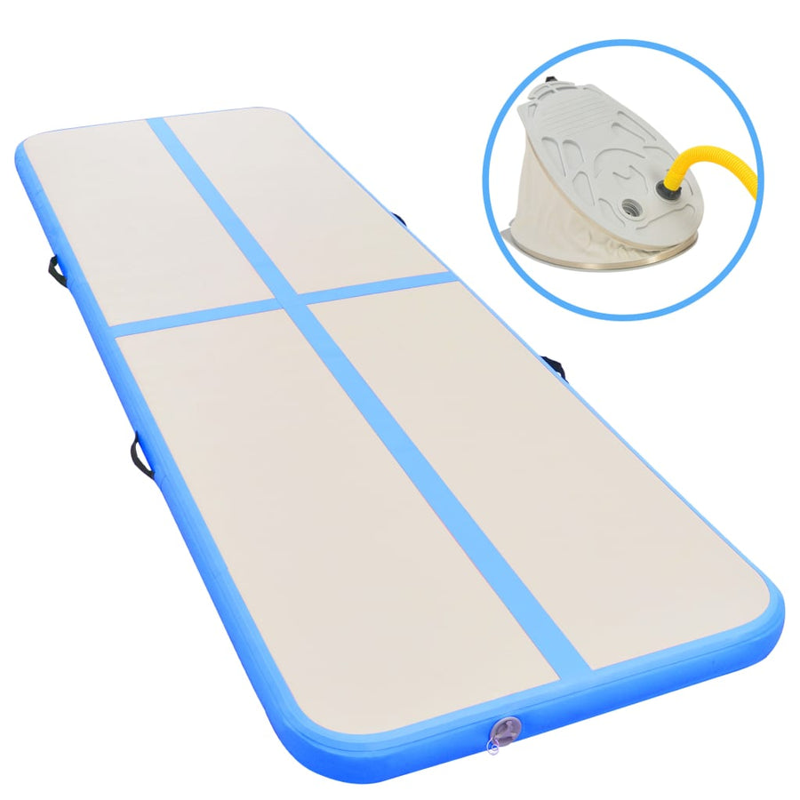 Gymnastiekmat Met Pomp Opblaasbaar Pvc 300 x 100 x 10 cm Blauw