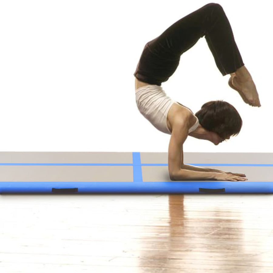 Gymnastiekmat Met Pomp Opblaasbaar Pvc 300 x 100 x 10 cm Blauw