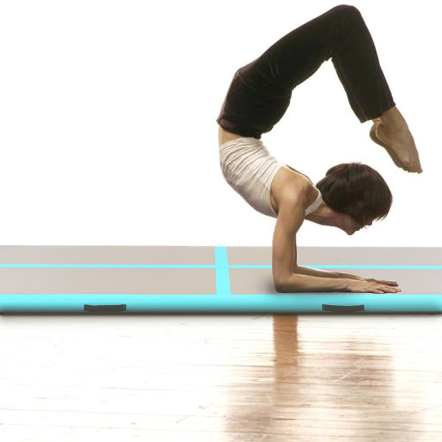 Gymnastiekmat Met Pomp Opblaasbaar Pvc 300 x 100 x 10 cm Groen