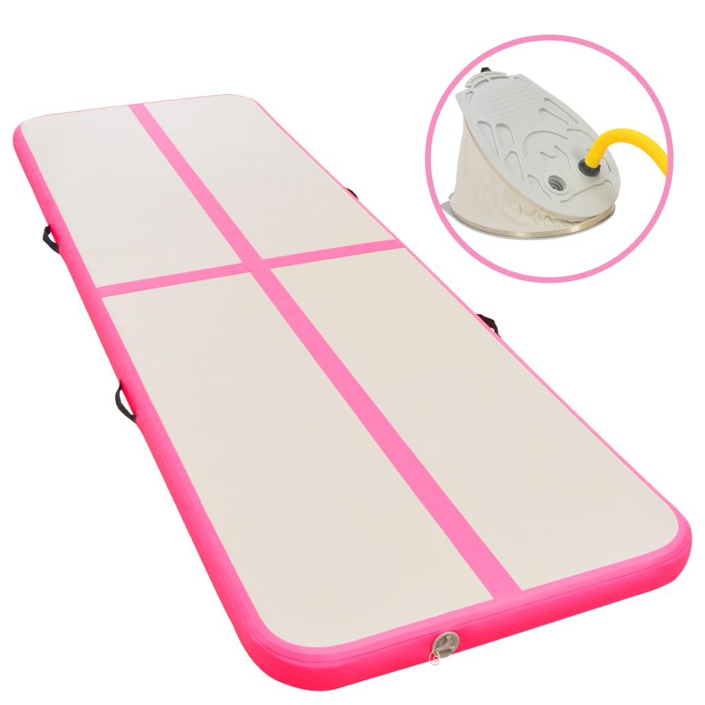 Gymnastiekmat Met Pomp Opblaasbaar Pvc 400 x 100 x 10 cm Roze