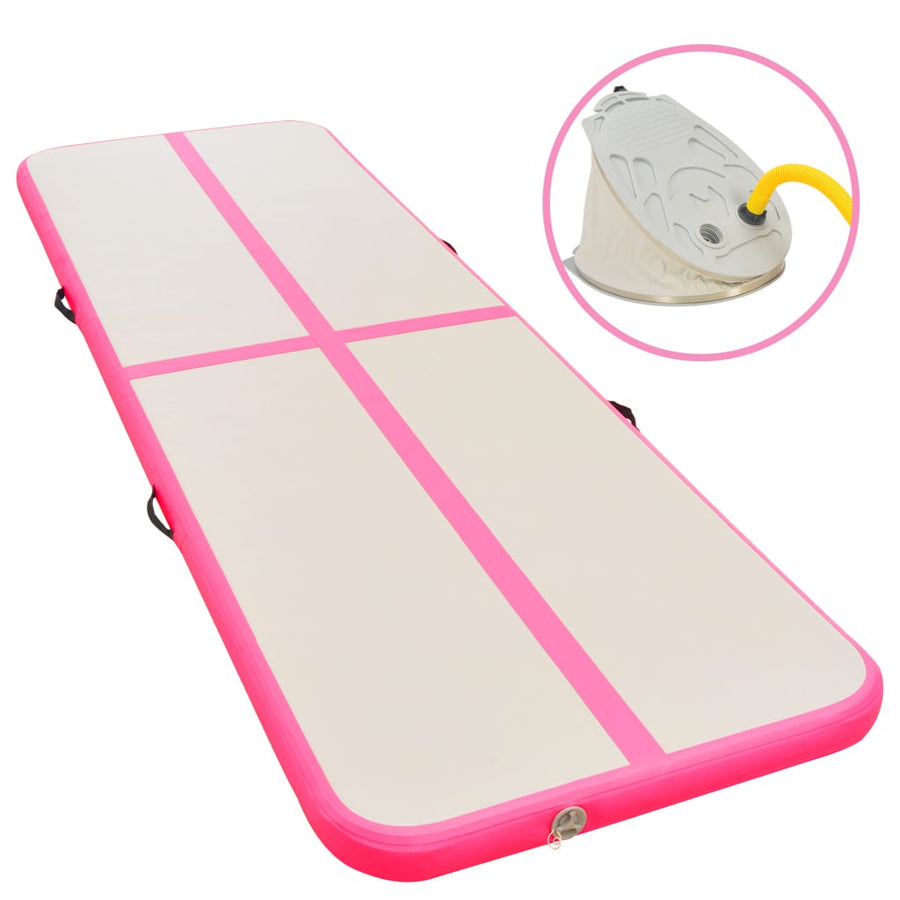 Gymnastiekmat Met Pomp Opblaasbaar Pvc 400 x 100 x 10 cm Roze