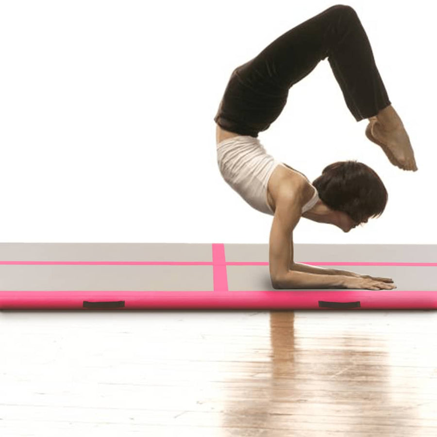 Gymnastiekmat Met Pomp Opblaasbaar Pvc 400 x 100 x 10 cm Roze