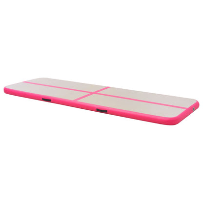 Gymnastiekmat Met Pomp Opblaasbaar Pvc 400 x 100 x 10 cm Roze