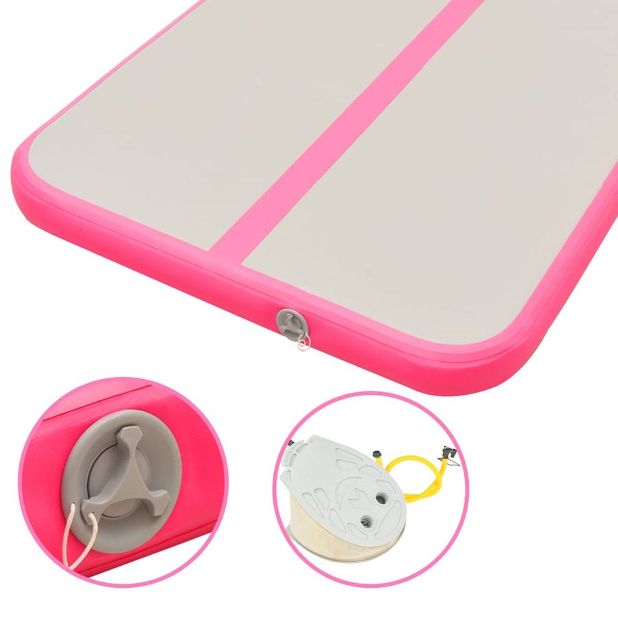 Gymnastiekmat Met Pomp Opblaasbaar Pvc 400 x 100 x 10 cm Roze