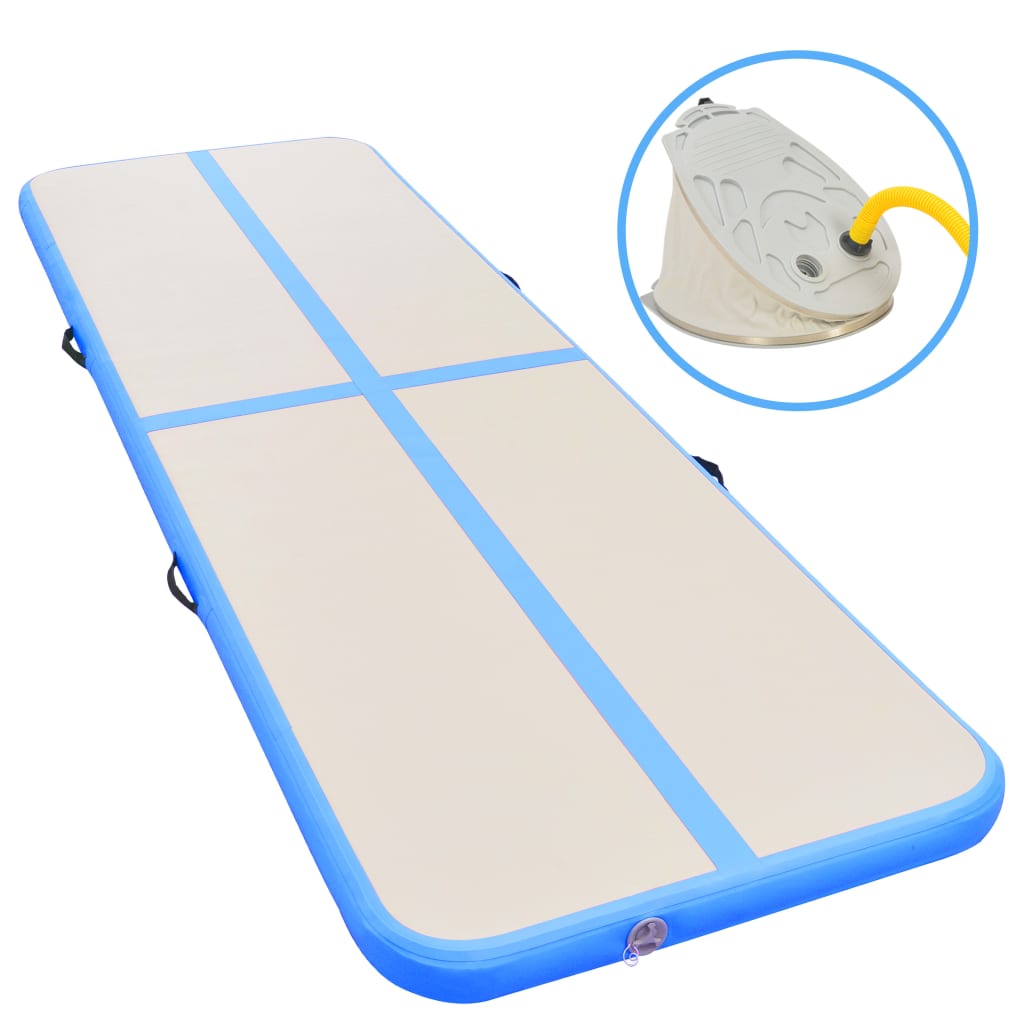 Gymnastiekmat Met Pomp Opblaasbaar Pvc 400 x 100 x 10 cm Blauw
