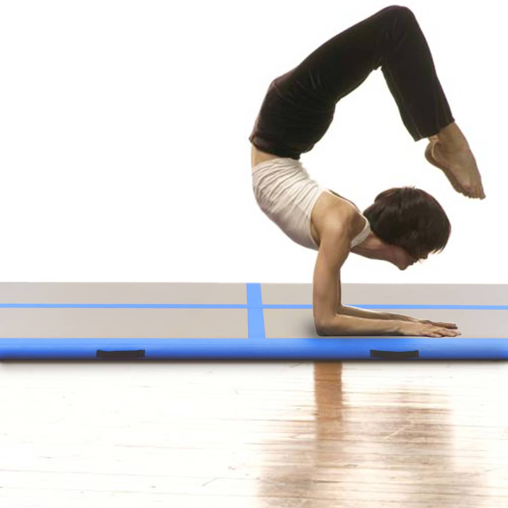 Gymnastiekmat Met Pomp Opblaasbaar Pvc 400 x 100 x 10 cm Blauw