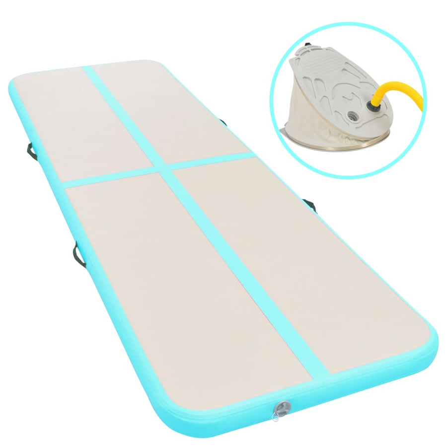 Gymnastiekmat Met Pomp Opblaasbaar Pvc 500 x 100 x 10 cm Groen