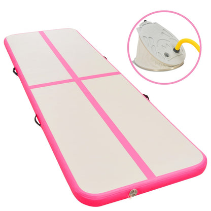 Gymnastiekmat Met Pomp Opblaasbaar Pvc 600 x 100 x 10 cm Roze