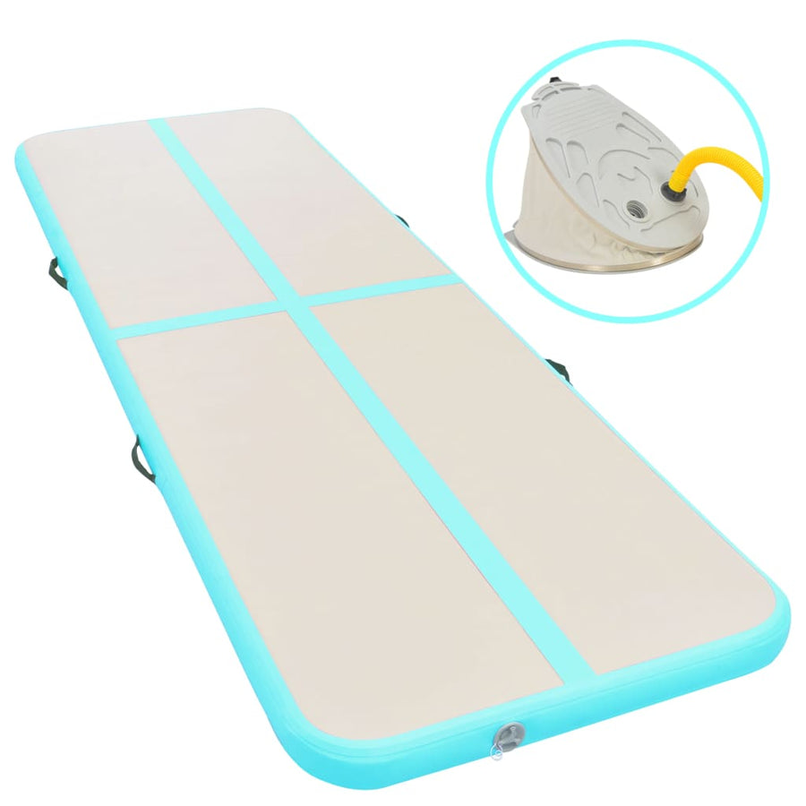 Gymnastiekmat Met Pomp Opblaasbaar Pvc 600 x 100 x 10 cm Groen