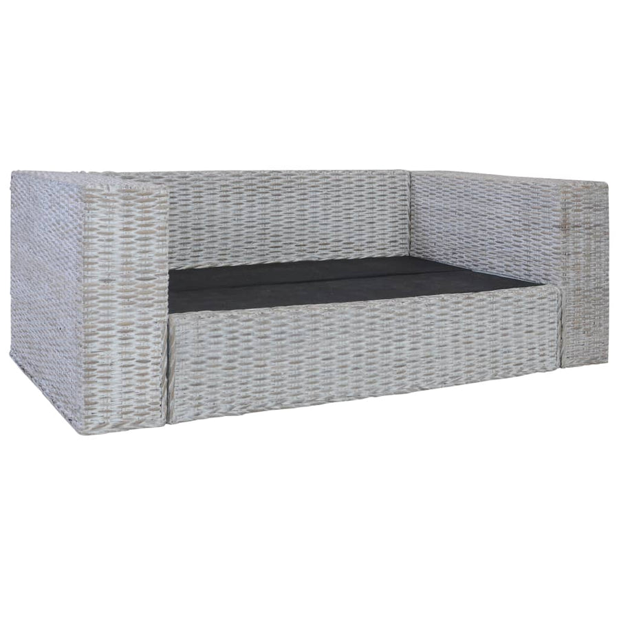 Met Kussens Natuurlijk Rattan Grijs Tweezitsbank