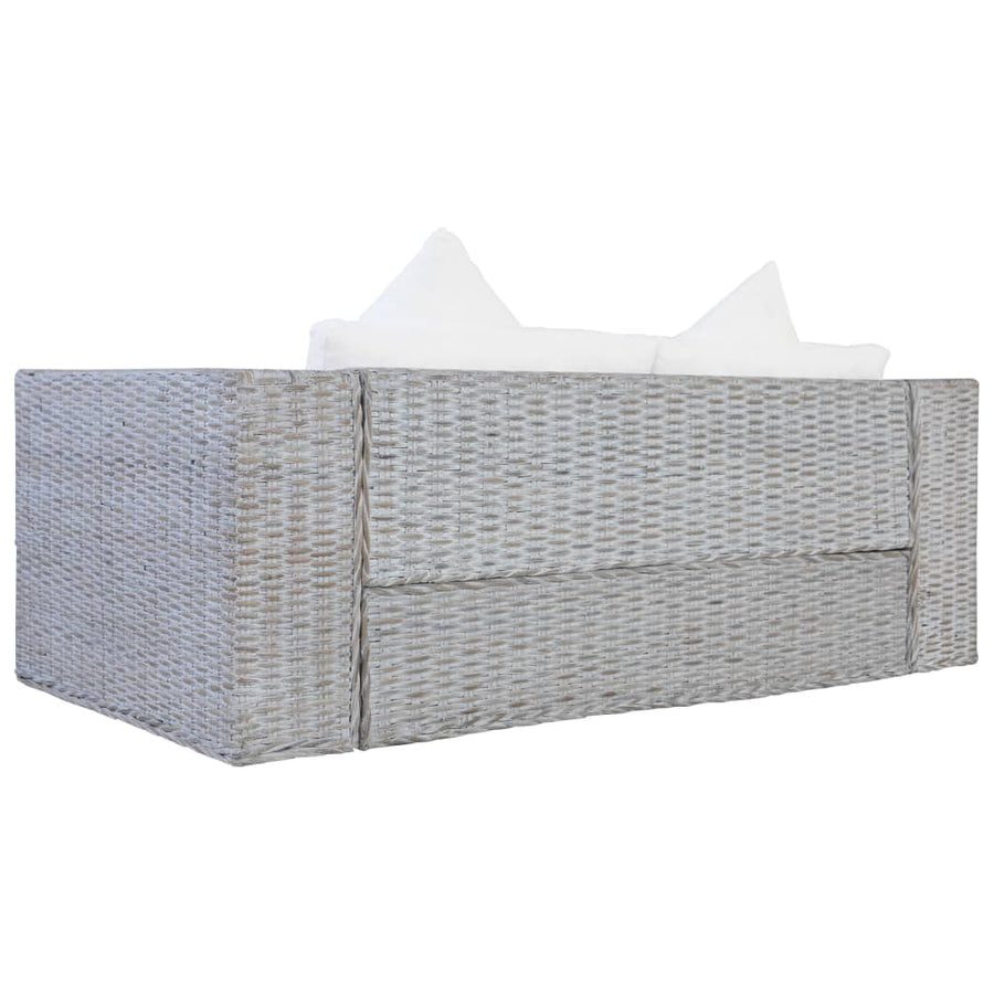 Met Kussens Natuurlijk Rattan Grijs Tweezitsbank