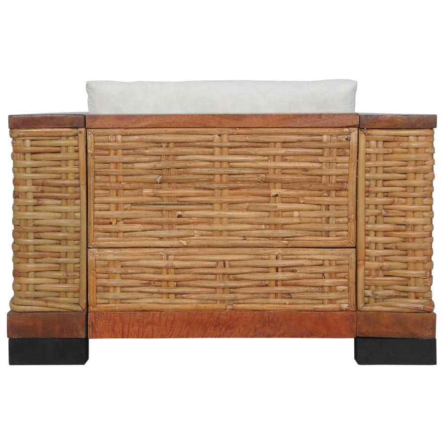 Fauteuil met kussens natuurlijk rattan bruin