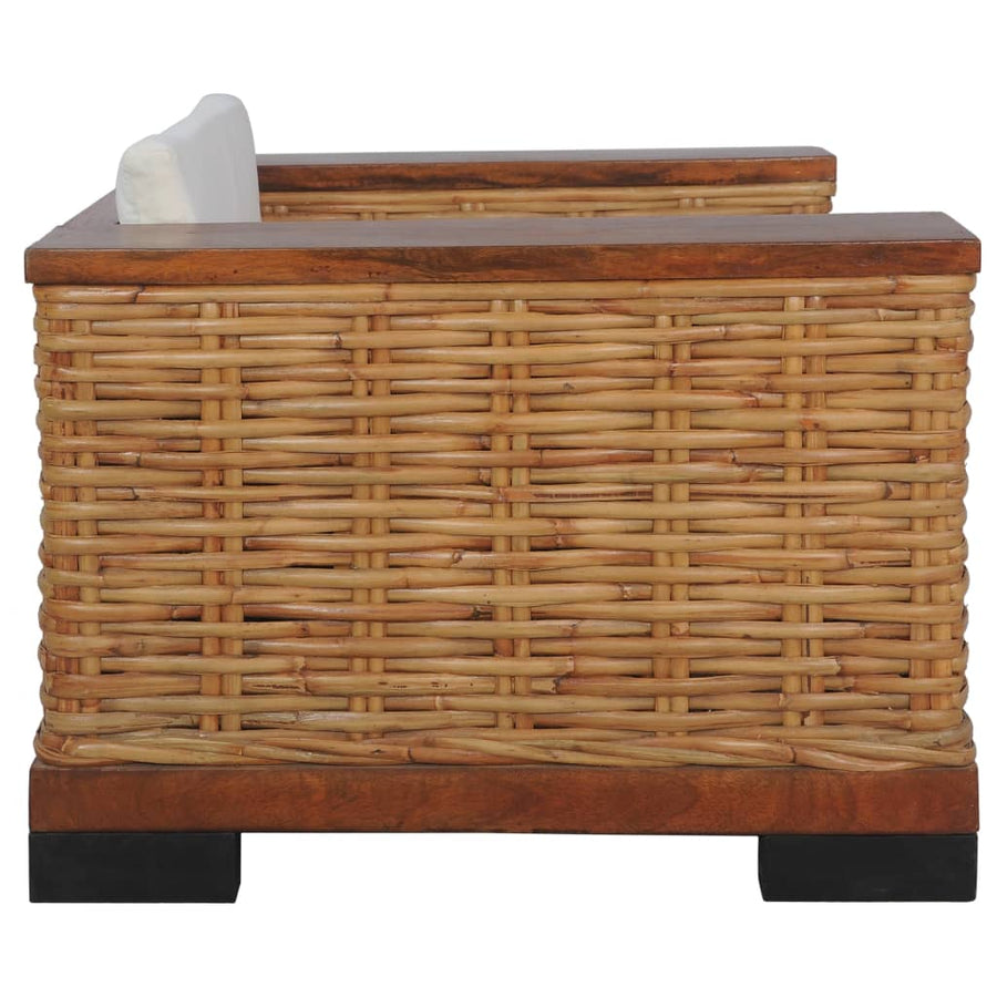 Fauteuil met kussens natuurlijk rattan bruin