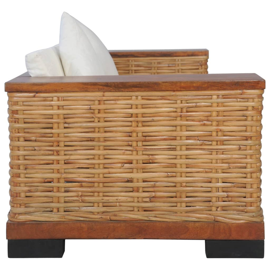 Met Kussens Natuurlijk Rattan Bruin Tweezitsbank