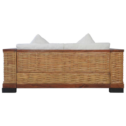 Met Kussens Natuurlijk Rattan Bruin Tweezitsbank