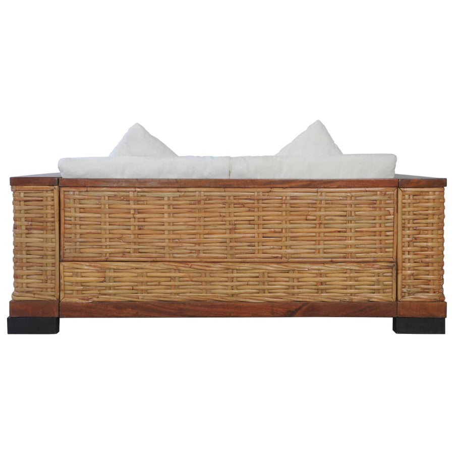 Met Kussens Natuurlijk Rattan Bruin Tweezitsbank