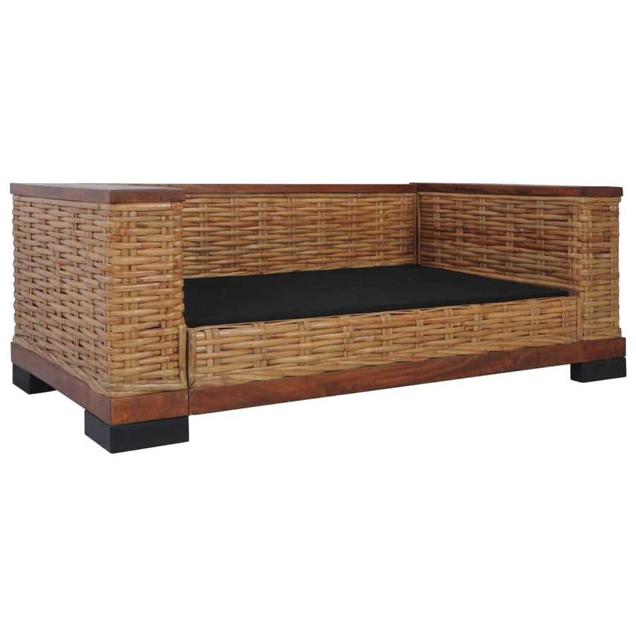 Met Kussens Natuurlijk Rattan Bruin Tweezitsbank