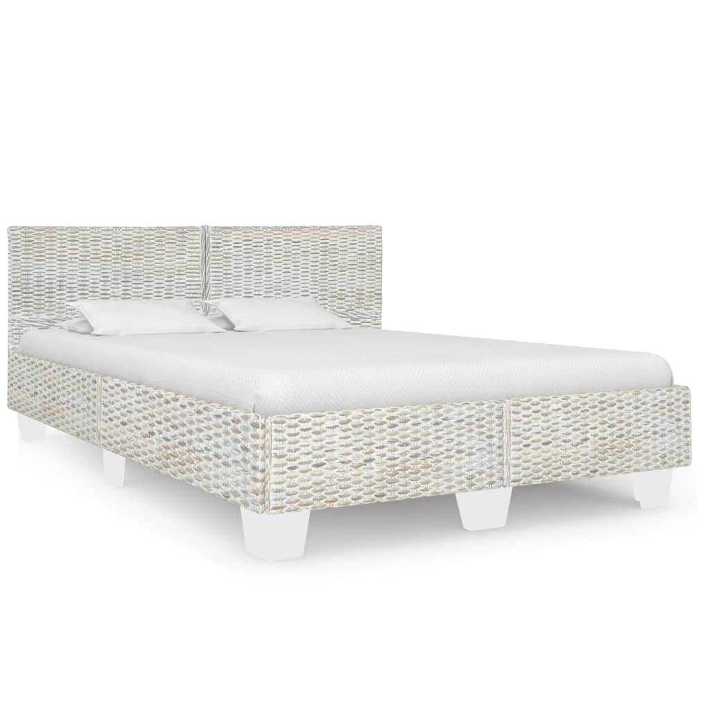 Bedframe Natuurlijk Rattan 140 x 200 cm Grijs