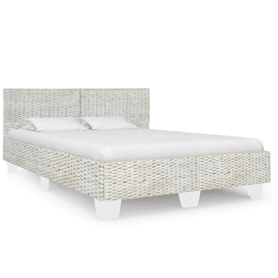 Bedframe Natuurlijk Rattan 140 x 200 cm Grijs