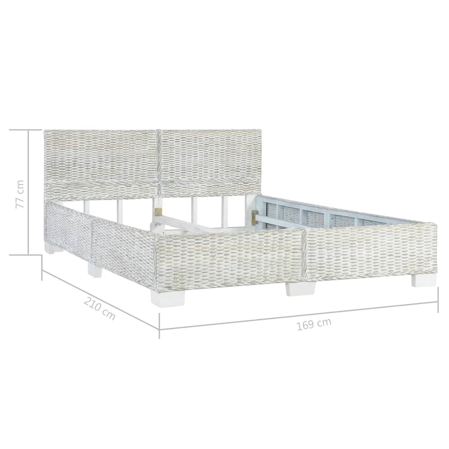 Bedframe Natuurlijk Rattan 160 x 200 cm Grijs