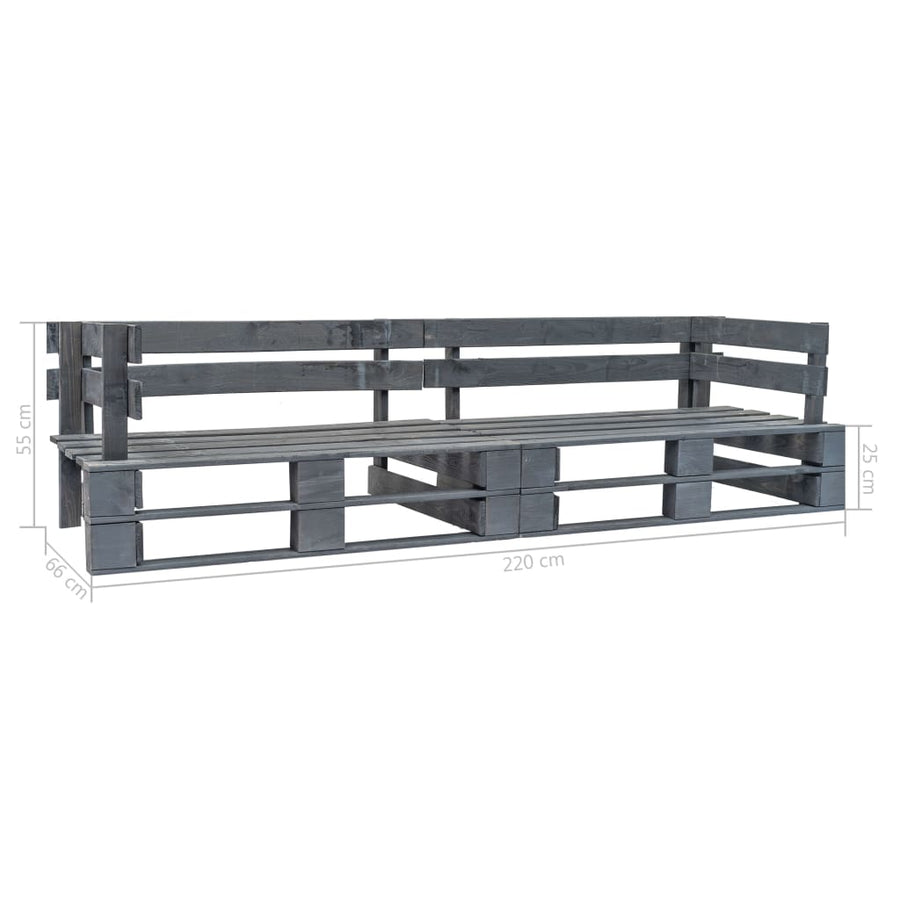 Tuinbank 2-Zits Pallet Hout Grijs