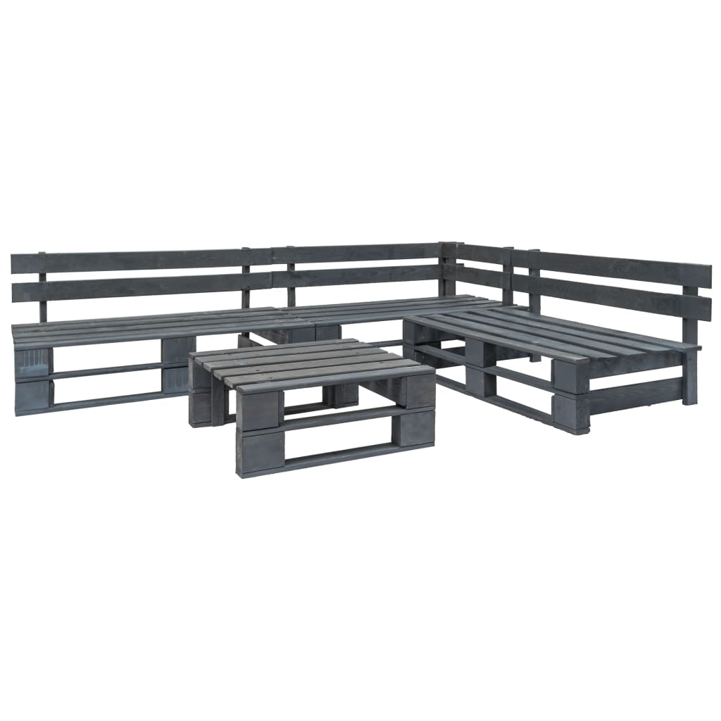 4-Delige Loungeset Pallet Hout Zwart
