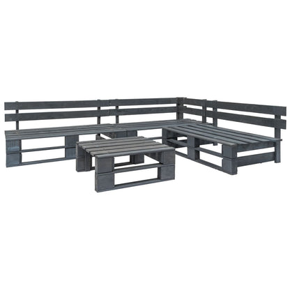 4-Delige Loungeset Pallet Hout Zwart