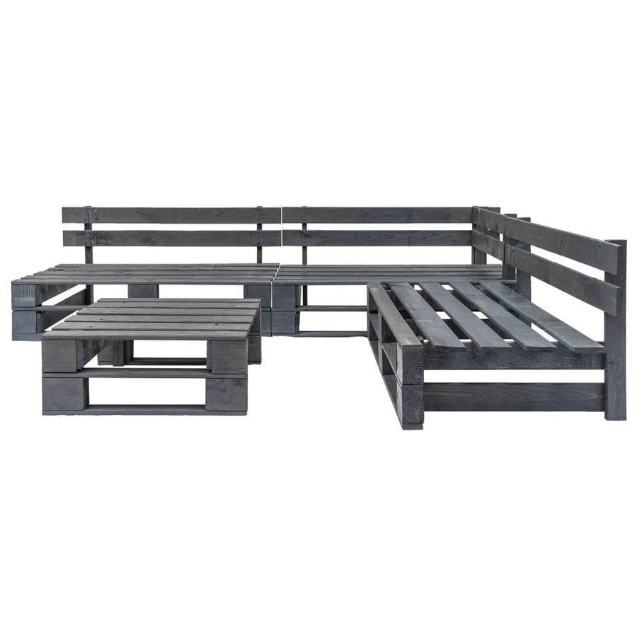 -Delige Loungeset Pallet Hout Grijs