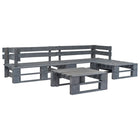 -Delige Loungeset Pallet Hout Grijs