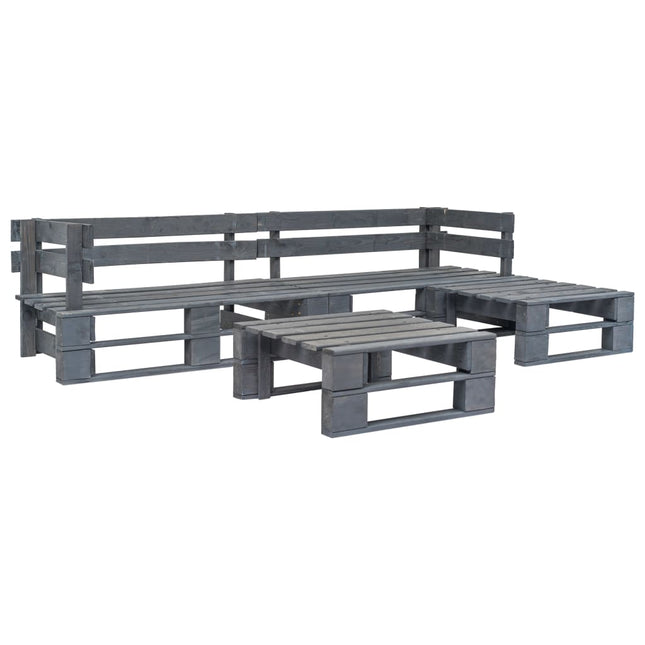 -Delige Loungeset Pallet Hout Grijs