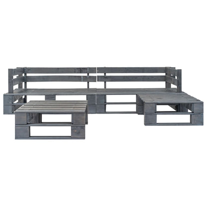 -Delige Loungeset Pallet Hout Grijs