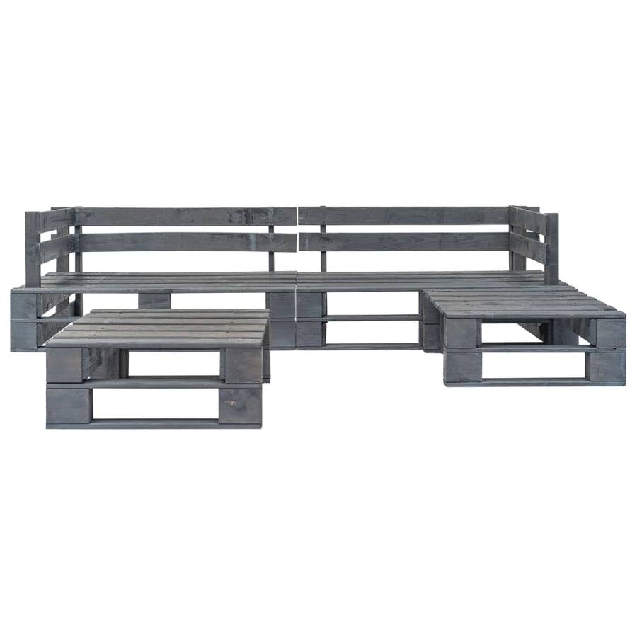 -Delige Loungeset Pallet Hout Grijs